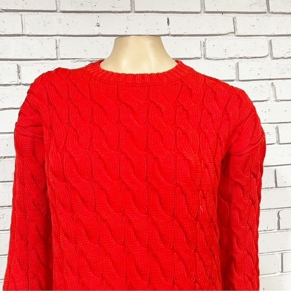 J. Crew Cotton Cable-Knit Side-Slit Crewneck Sweater - Picture 2 of 11